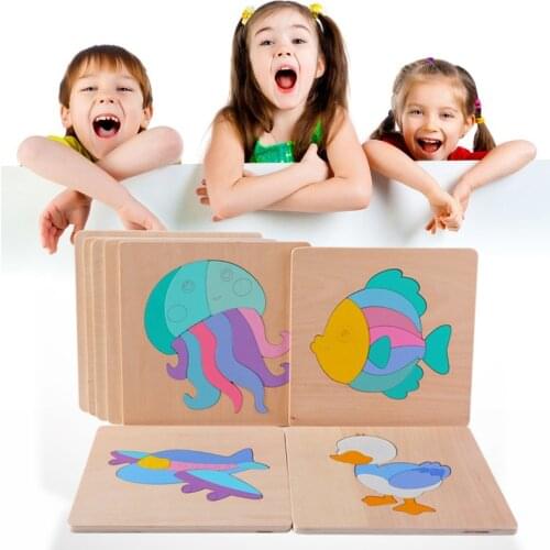 Creative educational toys wooden animal insect pattern puzzle imposition children infant education puzzle intelligence toys M2