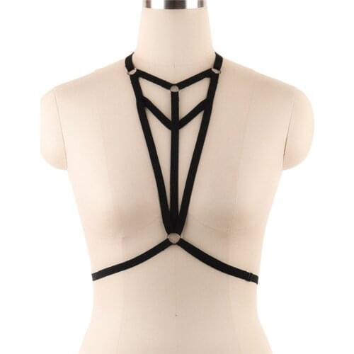 Pentagram Fashion Hanging Neck Harness Lingerie Underwear Hollow Elastic Strap Bra Chest Bondage Lingerie Cage Bra