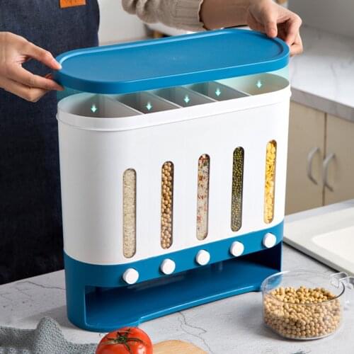 Separate Grain Cereal Can Rice Storage Rice Cylinder Automatic Rice Plastic Box For Kitchen LB88