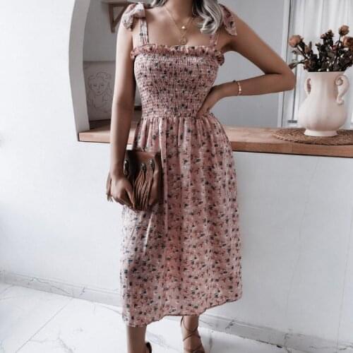 Casual Lace Dress Sleeveless Floral Party Womens Pleated Chiffon Commuter Sexy Mid Skirt Women