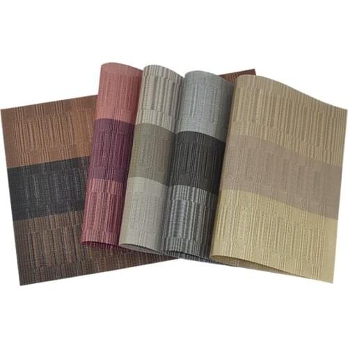 Plain Rectangular PVC Western Food Mat Hotel Dining Table Place Mats Teslin Woven Tableware Steak Pad