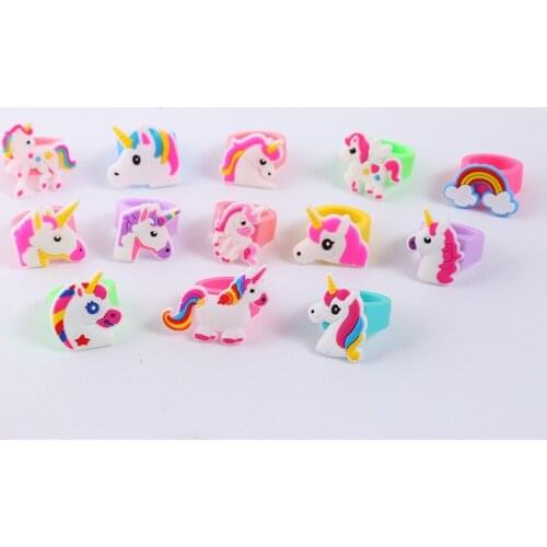 10pcs Rainbow Unicorn Party Unicorn Rubber Ring Birthday Party Decorations Kids Baby Shower Decorations Wedding Decorations