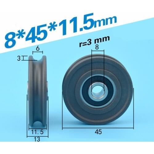 1pcs Low noise high loading 628RS u Groove sliding door roller wheel 8*45*11.5mm nonstandard bearing u type pulley
