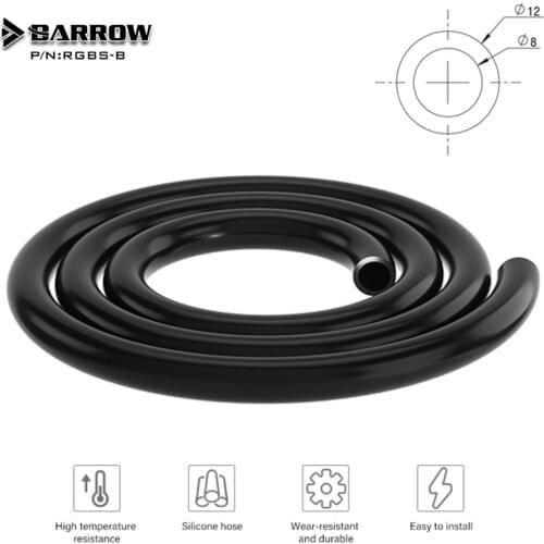 Barrow Silicone Hose Black ID 9.5mm+ OD 12.7mm (3/8'-1/2') Flessibile Tube DIY Computer Case Split For PC Water Cooling RGBS-B