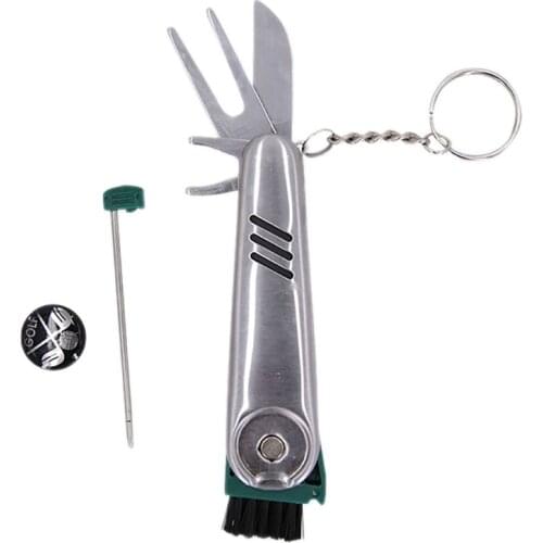 Golf Folding Multifunctional Stainless Steel Green Fork Golf Accessories Score Counter Training Aid Golf Divot Tool