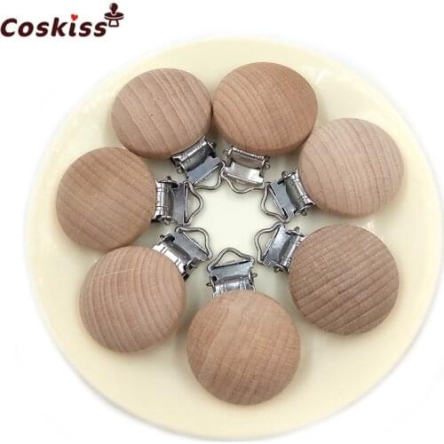 2pc Beech Wooden Pacifier Chain Accessory Silicone Bead Baby Teether Teething Infant Soother Clip Nipple Clasp Toy DIY Hold Tool