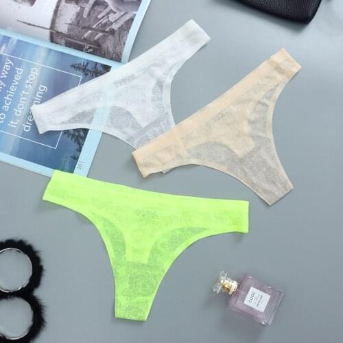 Womens Sexy lingerie Thongs G-string Underwear Panties Briefs Ladies T-back Seamless crotch cotton t-pants crimping jacquard