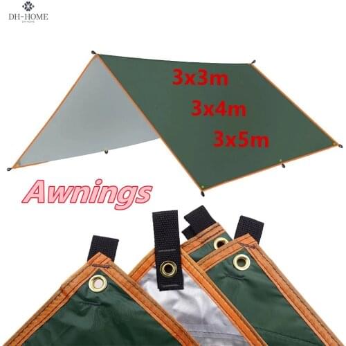 4x3m 3x3m Awning Waterproof Tarp Tent Shade Ultralight Garden Canopy Sunshade Outdoor Camping Hammock Rain Fly Beach Sun Shelter