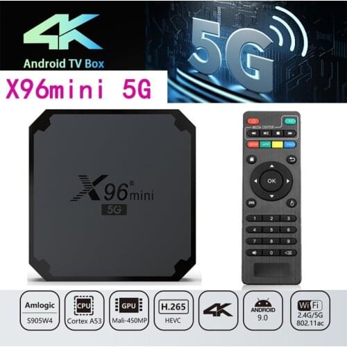 X96mini 5g TV Box S905w4 Android 9.0 2.4G And 5g Dual Band WiFi With Bluetooth 2 And 16g TV Box Remote Control Set