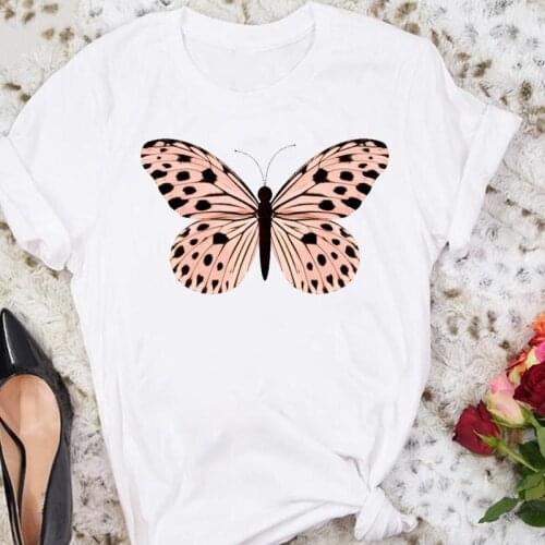 Women Cartoon Short Sleeve Butterfly 90s 2021 Summer Sweet Tshirts Fashion Clothes Stylish T Top Lady Print Tee T-Shirt