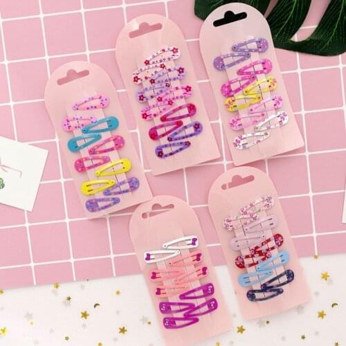 10 PCS Cute New Cartoon Heart Type Metal Candy Color Girls Hairpins Hair Clip Kids Headwear Children Accessories Baby BB Clips