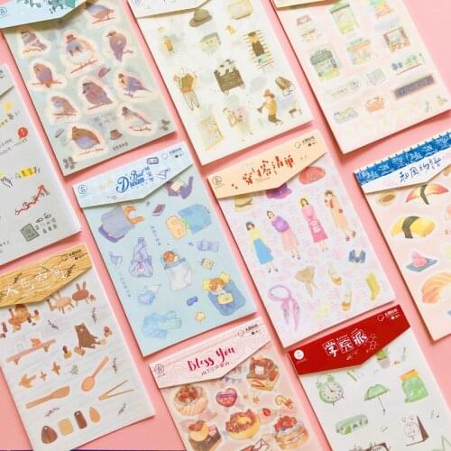 10 Style to Choose 3 Sheets /Bag Fresh Watercolor DIY Washi Paper Decorative Adhesive Stickers
