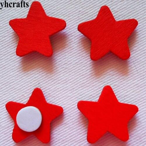 1000PCS/LOT.Red star wood stickers Wedding ornament Valentines Day Christmas day crafts Early learning educational toys for kid