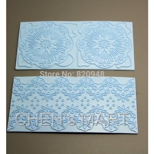 2 pc Flower Sun Floral Swirl Vintage Lace Mat Cake Baking Cookie Cutter Embosser Fondant Tools Mold Kitchen DIY
