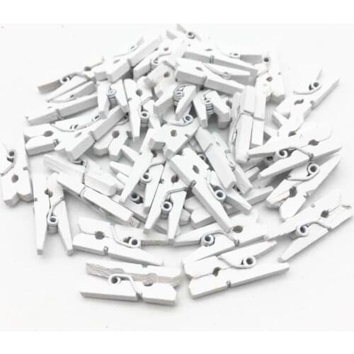 200pcs White Wood Mini Pegs Easter Wedding Card Holder Clothespins Clips Table Decorations DIY Crafts Scrapbooking 25MM