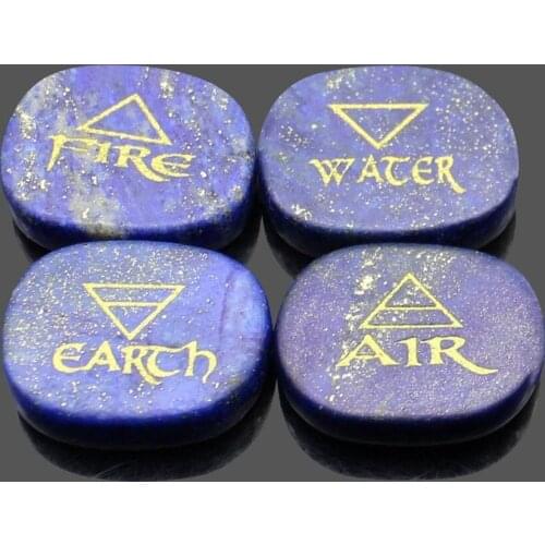 20x25mm New Square Natural Stone Oval Crystal Carving English Gas Fire Water and Earth Charm Boutique Lapis Lazuli Divination