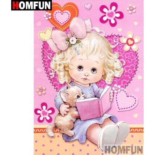 HOMFUN 5D DIY Diamond Painting Full Square/Round Drill "Cartoon girl" Embroidery Cross Stitch gift Home Decor Gift A08960