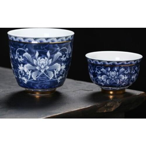 Jingdezhen Blue and White Porcelain Tea Cup Creative Small Tea Bowl Ceramic Teacup Coffee Beer Wine Water Mug Office Drinkware