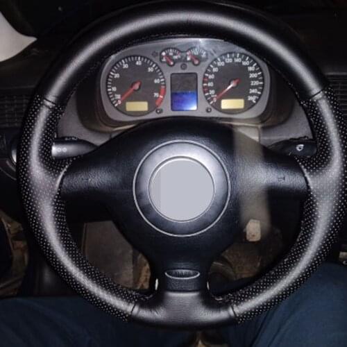 DIY Soft Artificial Leather Steering Wheel Cover for Volkswagen VW Passat B5 Golf 4 1996-2003 Polo 1999-2002 Seat Leon 1999-2004