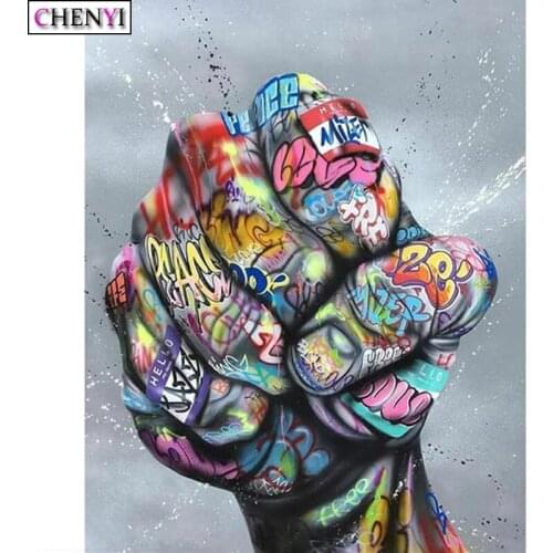 CHENYI Diamond Painting Hand Street Graffiti Art DIY Embroidery Diamond Wall Sticker Pictures Full Rhinestone Mosaic Home Decor