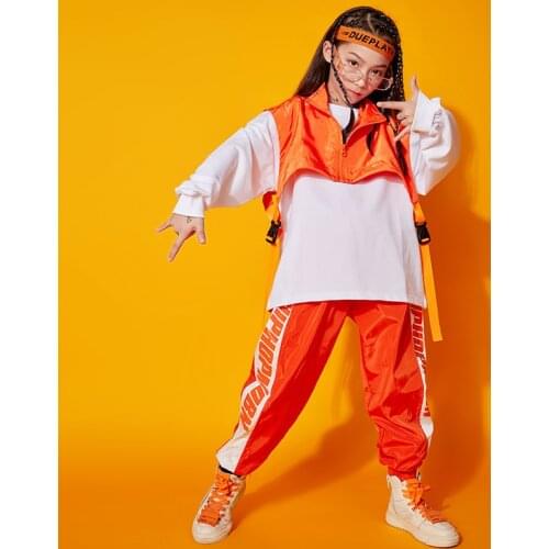 Children Hip Hop Clothing Sweatshirt Shirt Top Sleeveless Jacket Vest Streetwear Pants for Boys Girls Jazz Dance Costume Clothes