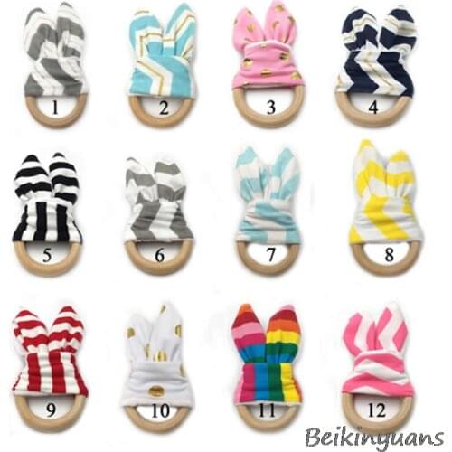 Baby Wood Ring Tooth Ring Baby Molar Period Teeth Exercise Correct Baby Toy Rabbit Ear Bracelet