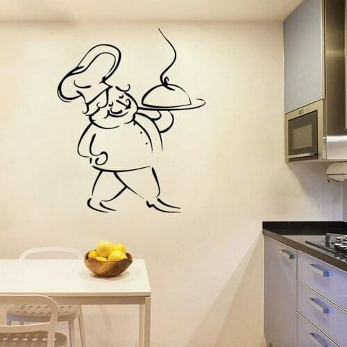 French Home Vinyl Wall Stickers Spaghetti Cuisine Chef Art Wall Decal Kitchen Home Decor French Cuisine Restaurant Mural S1025