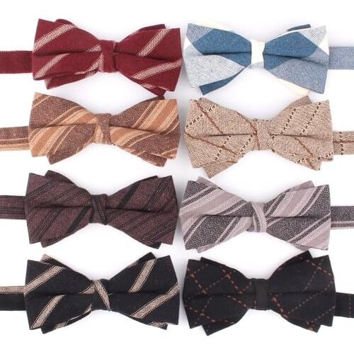 Cotton Bowtie Casual Bow tie For Men Women Adult Bow Ties Cravats Male Plaid Bow knot For Party Wedding Black Striped Bowties
