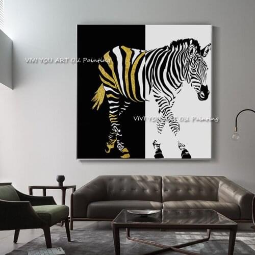 Painting 100% Handmade Oil painting Cute black and white zebra Animal Handmade For Living Room Wall Decor Oil Painting