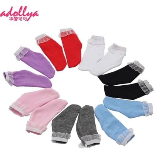 Adollya 1/3 BJD Doll Stockings Lace Sock Solid Color Princess Lace Short Socks Mini Sock Accessories For Dolls Toys For Girls