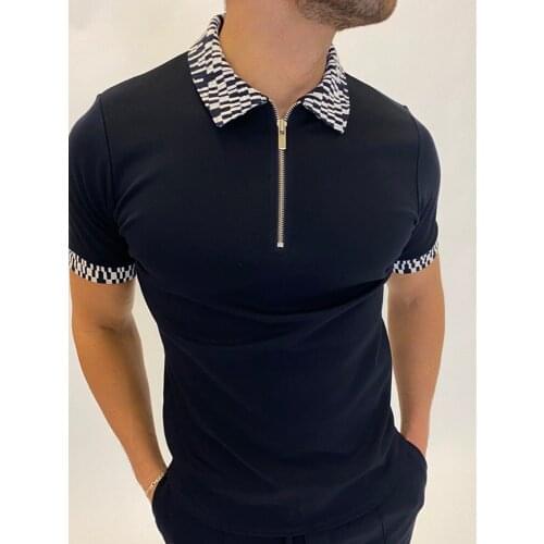 2021 Mens new Summer Polo shirt Short sleeve oversized zipper color matching clothes Luxury mens T-shirt USA size