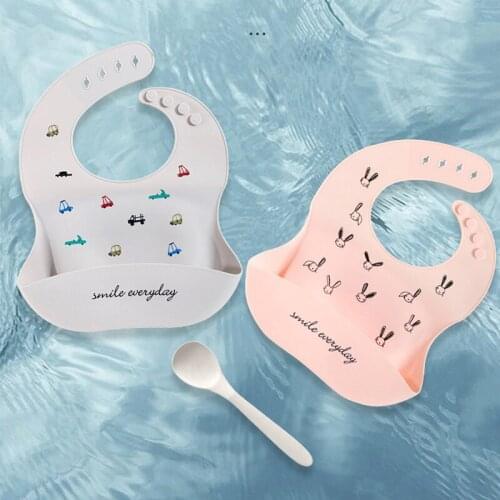 Z50 Waterproof Baby Bibs Soft Silicone Baby Feeding Bib Baby Stuff Solid Feeding Cartoon Dinosaur Print Girl Boy Bibs Burp Cloth
