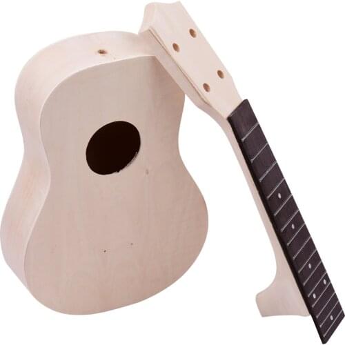 21 Inch Unfinished DIY Soprano Ukulele Ukelele Wooden Handmade Uke Kit for Lovers Beginners Stringed instruments