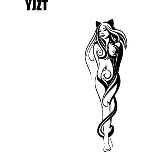 YJZT 4.2*13.2CM Comfortable Girl Artistical Design Black/Silver Vinyl Decal Fantastic Style Car Sticker Good Quality C20-0467