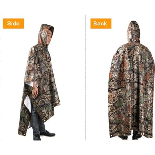 Impermeable Raincoat Jungle Rain Poncho Hooded Backpack Camouflage Rain Coat Cycling Climbing Hiking Rain Jacket Use Mat Shelter
