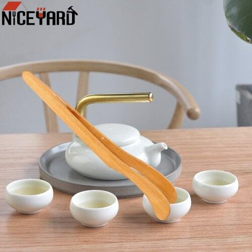 NICEYARD Natural Bamboo Teacup Clamp Handmade Anti-hot Tea Clip Tongs Holder Bamboo Clip Tea Tweezer Kung Fu Tea Sets