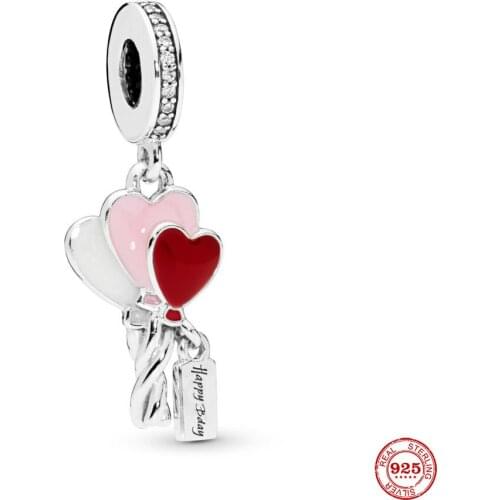 New Original Silver Color HEART BALLOONS HANGING Bead Fit European Pandora Charms Bracelet Bangles Diy Jewelry P461
