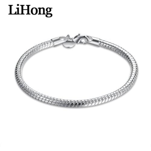 New 925 Sterling Silver 3mm Snake Chain 8 Inch Basic Bracelet For Feminine Charm Wedding Engagement Fashion Evening Party Jewelr