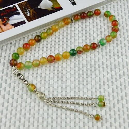 New Elegant Red Green Stone bead Islamic musilm 33 prayer beads tashih Rosary beads For thanks giving day Halloween Holiday gift