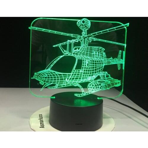 New Helicopter 7 Colors Changing Nightlight Atmosphere Light 3D Mood Touch Lamp Home Decor Kids Gift Office Light Table AW-1234