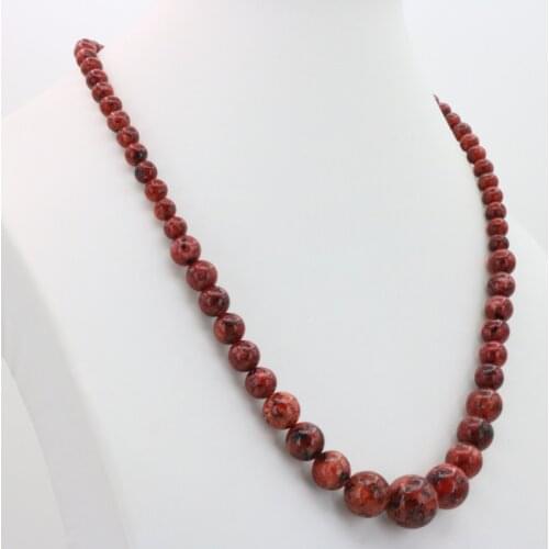 Red Stone Chalcedony Round Bead Tower Chain 6-14mm Necklace 18 " Earrings DIY Women Fashion Jewelry Set Wholesale