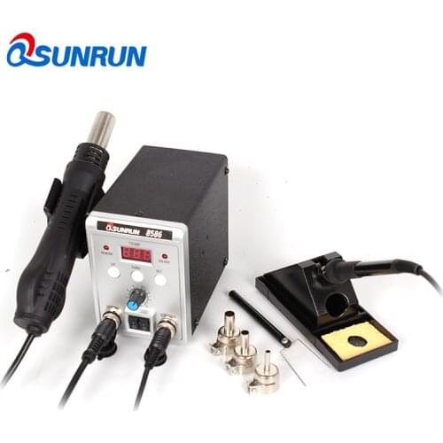 8586 700W 110V/220V 700W Qsunrun 2-in-1 SMD Rework Soldering Station, Welding Soldering Iron Set PCB BGA Repair Desoldering Tool