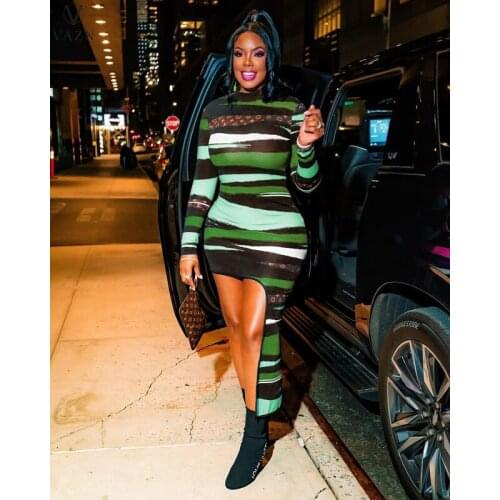 VAZN Autumn 2021 Womens Dress in Europe and the United States New Slim Large Swing Chiffon Print Long Dress Beach Dress