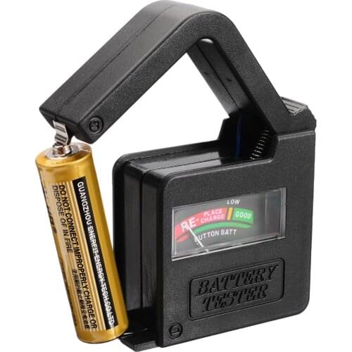 Mayitr 1pc Portable Handheld Design Cell Battery Checker Universal Button Battery Volt Tester for AA/AAA/C/D/18650/9V/1.5V Sizes