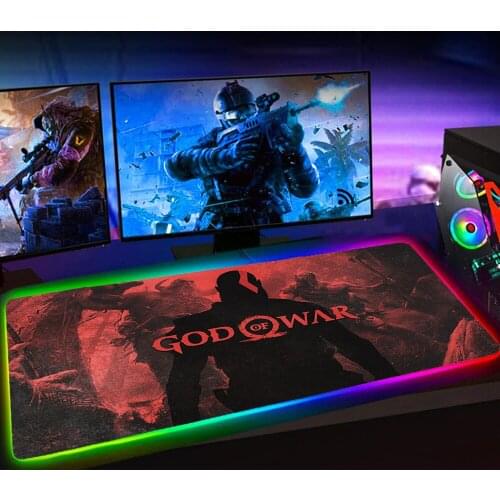 RGB God of War Anime XXL Mausepad Gaming Accessories Mouse Pad 90x30 Mousepad Keyboard Pad Mause Pad No-slip with Backlit 60x30
