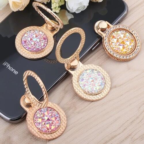 Luxury Diamond Finger Ring Holder Crystal Rhinestone Glitter Mirror Case With Gem Holders Stand For iphone X 6 7 8 plus Samsung
