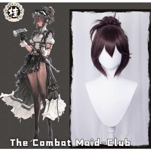 The Combat Maid Series ♣ Club Cosplay Wig 35cm Dark Brown Ponytail