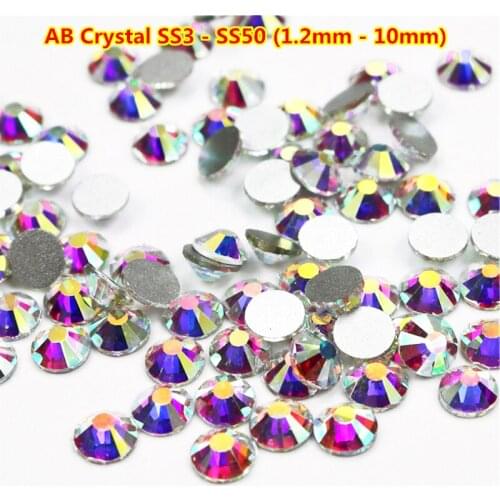 Super Glitter ss3-ss50 Crystal AB Flat Back Non HotFix Nail art Rhinestone 3D Glass Nail Art Decorations Garment Mix Rhinestone