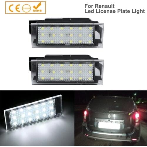 2pcs Car-Styling LED License Plate Lights For Renault Megane 2 Clio Laguna 2 Megane 3 Twingo Master Vel Satis Opel Movano Lamps