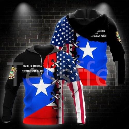 Tessffel Country Flag Puerto Rico Tattoo Emblem 3DPrint Men/Women Harajuku Pullover Casual Funny Hoodies Unisex DropShipping A-5